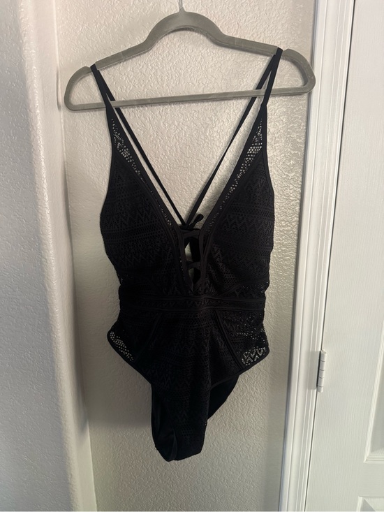 Other - Black Crochet Lace One-Piece Swimsuit